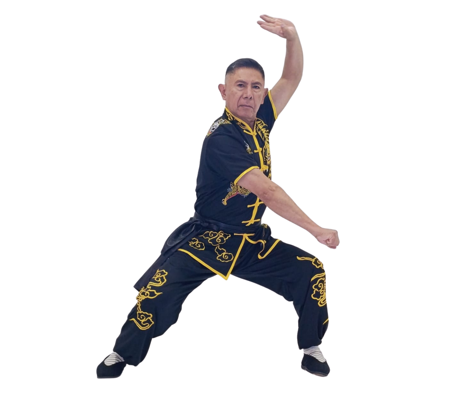 Maestro Ernesto Rodríguez Sánchez en postura de Kung Fu